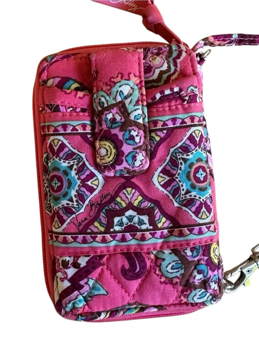 Vera Bradley Call Me Coral Carry it All Wristlet Wallet & Have a Ball Keychain - Picture 2 of 9